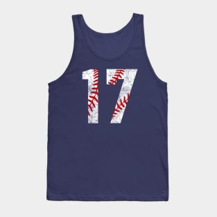 Vintage #17 Baseball Laces Baseball Mom Jersey Love Baseball T-shirt Tank Top
